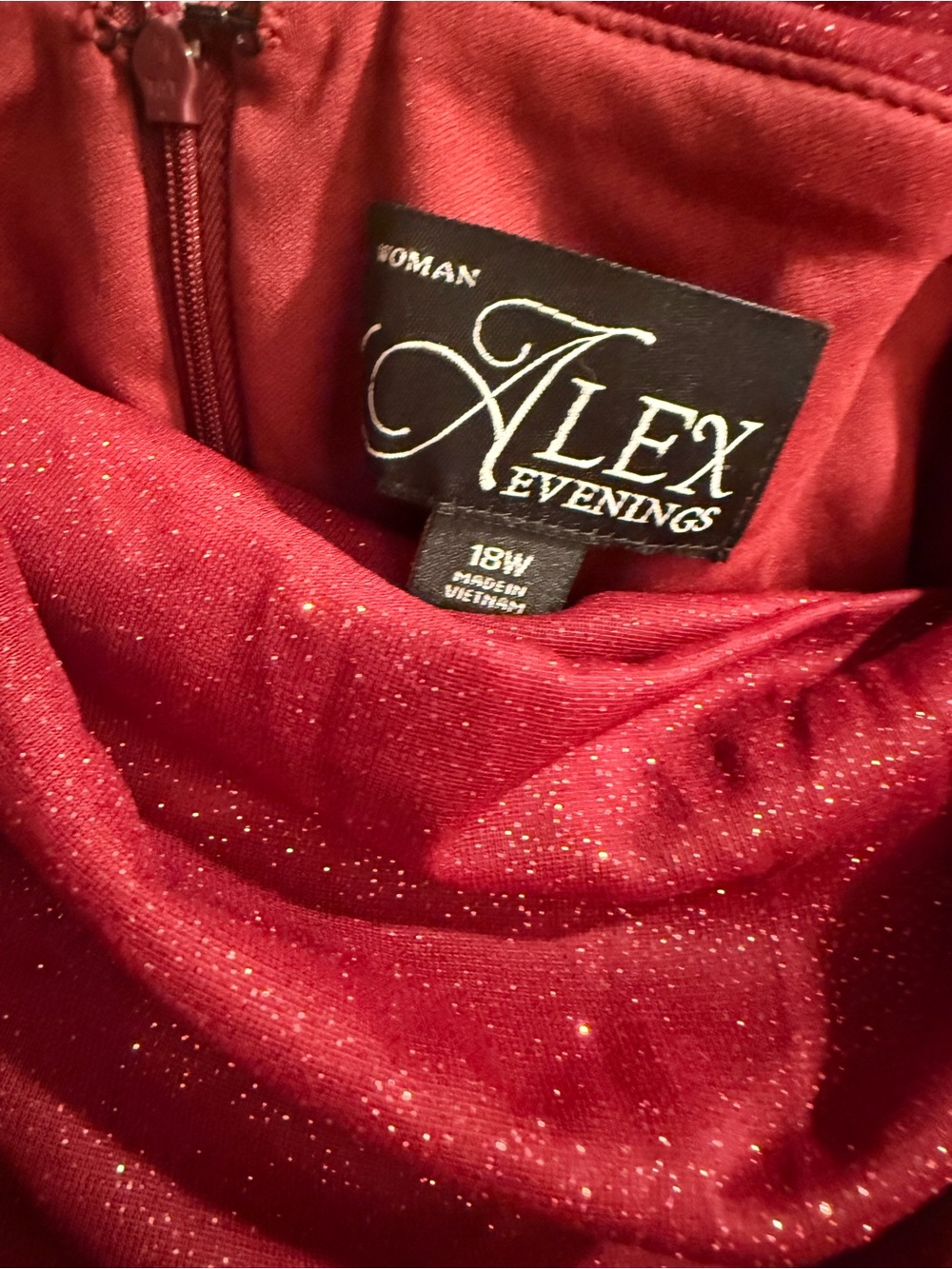 Alex Evenings Burgundy Sparkle Off-Shoulder Maxi Gown - Picture 4 of 5